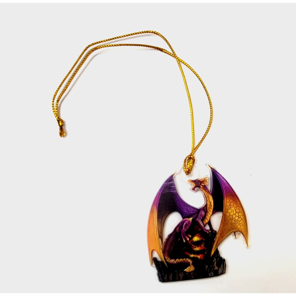 Dragon Ornament Acrylic Fantasy Mythical Purple Gold NEW